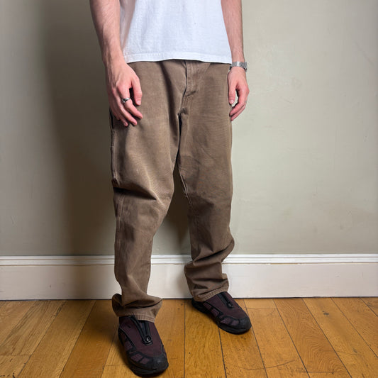 Vintage Dickies Brown Workwear Carpenter Baggy Trousers - 38