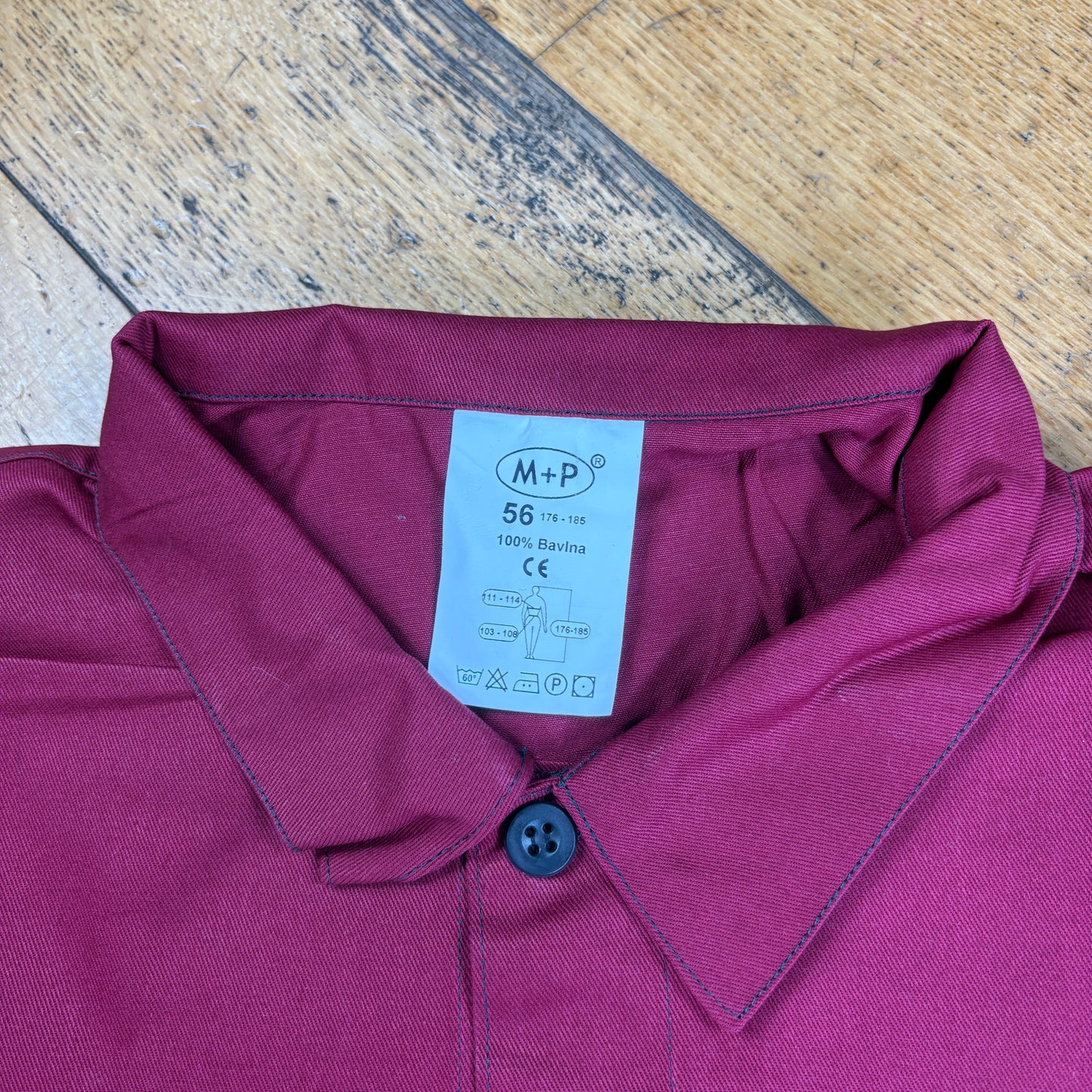 Vintage French Chore Workwear Jacket Burgundy Overcoat - XL