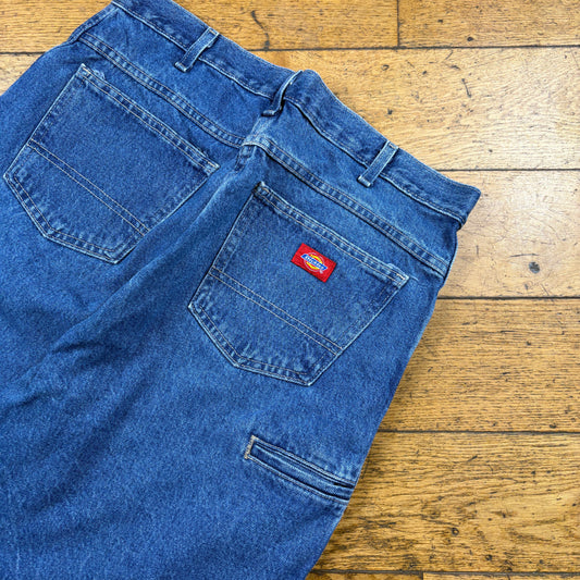 Vintage Dickies Workwear Carpenter Blue Baggy Shorts - 34