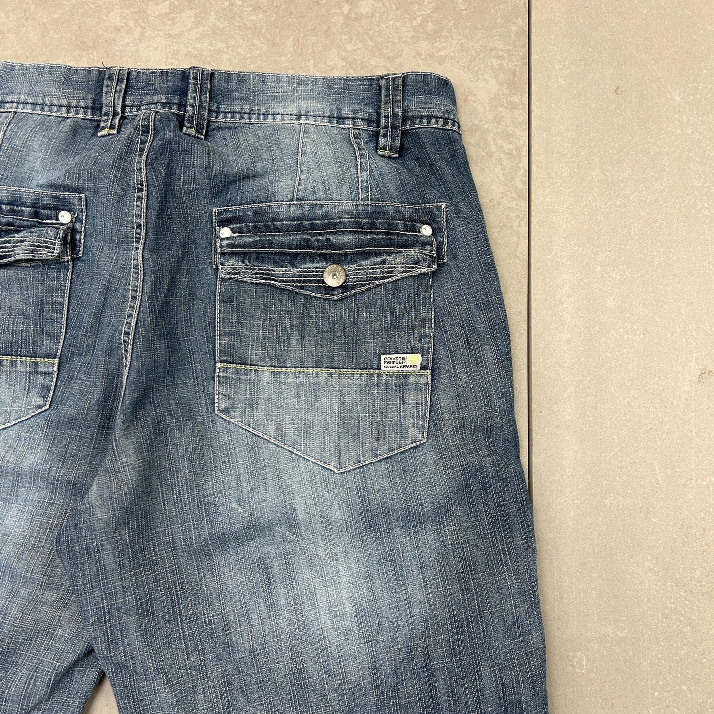 Vintage Embroidered Hip Hop Baggy Blue Shorts Jorts - 36
