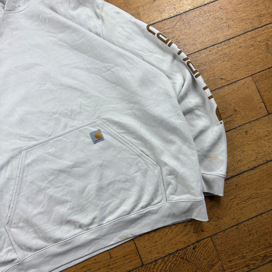 Vintage Carhartt White Hoodie Sweatshirt - XXL