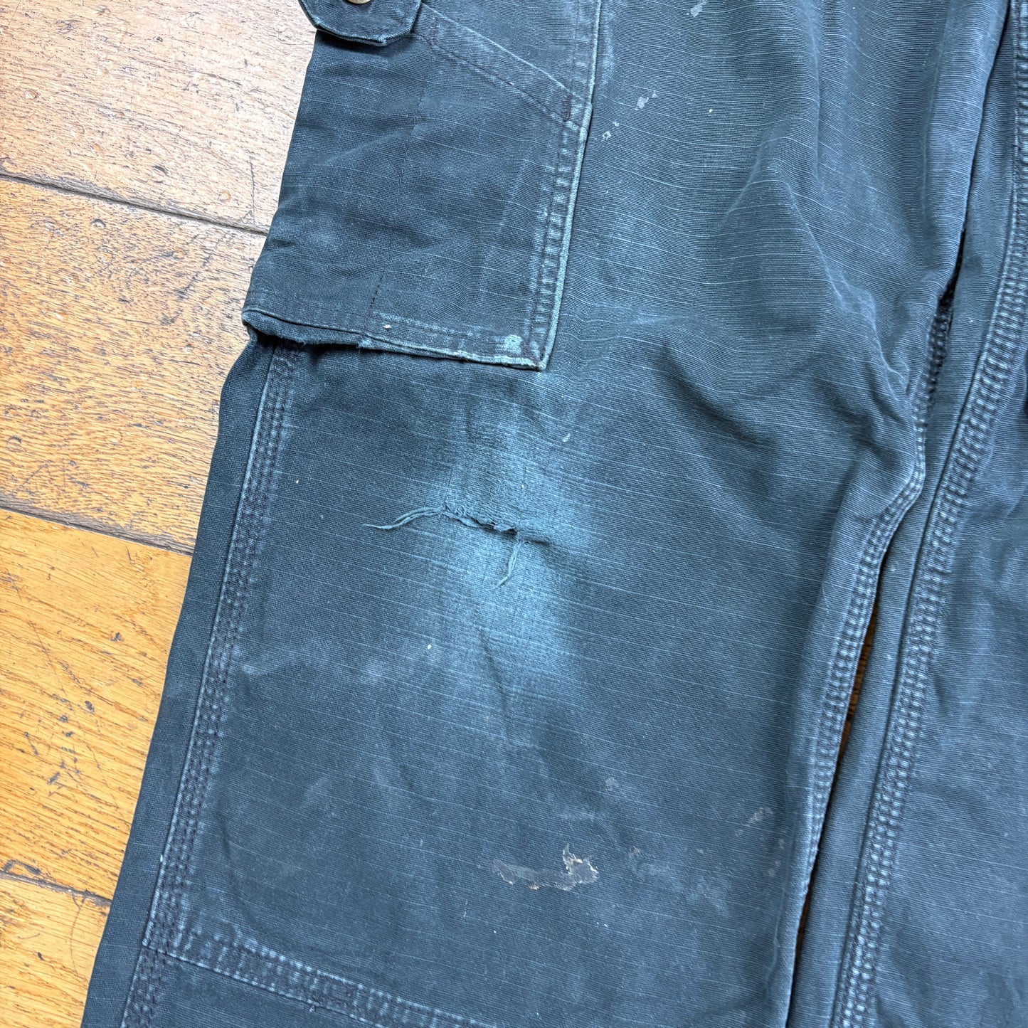 Vintage Carhartt Black Double Knee Cargo Workwear Carpenter Baggy Trousers - 34