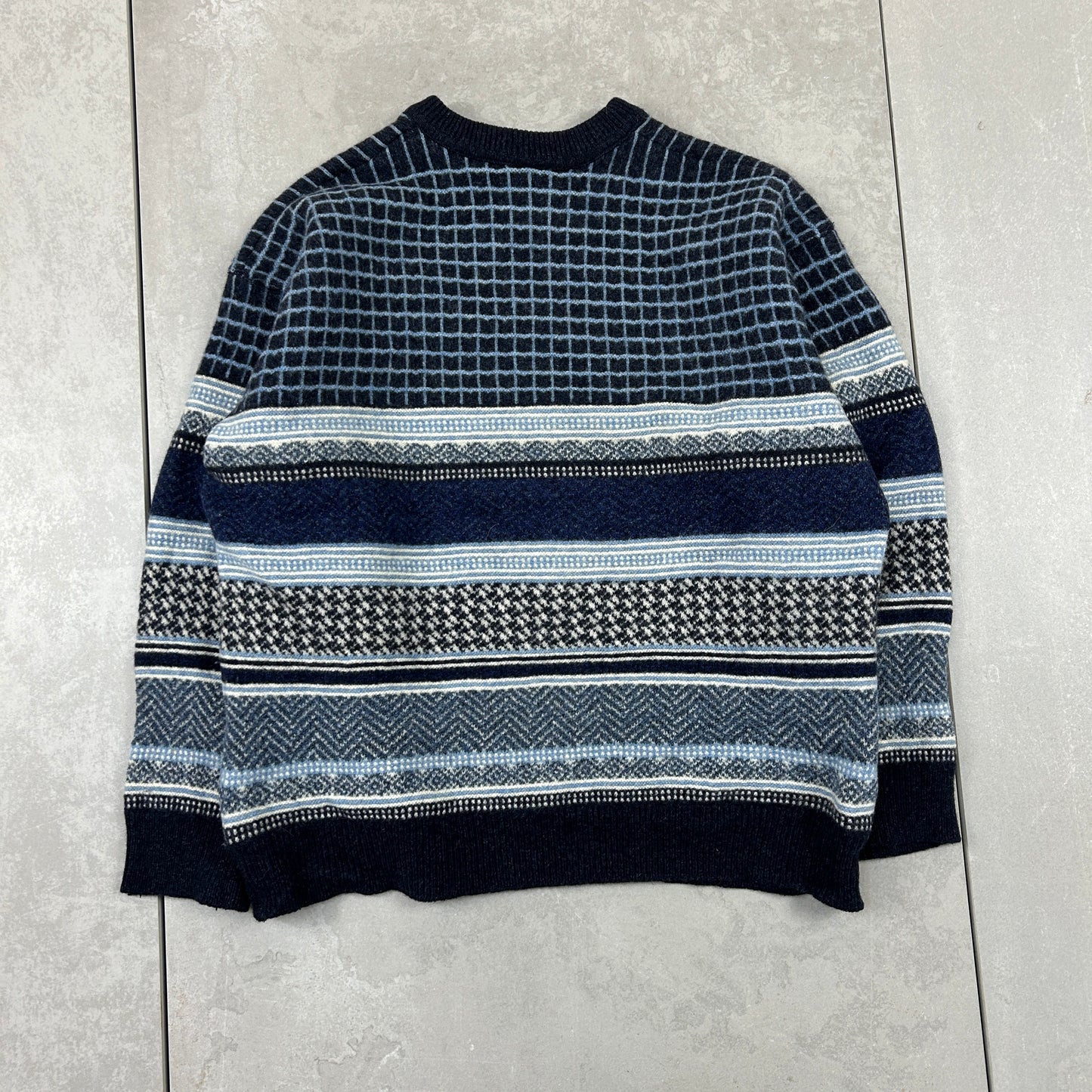 Vintage Lacoste Knit Wool Jumper Blue Pattern - S