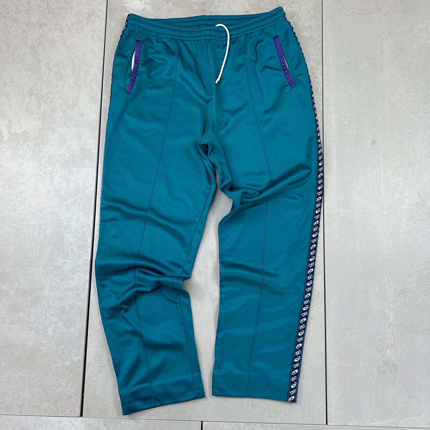 Vintage ASICS Green Baggy Tracksuit Sweatpants Track Pants Bottoms - L