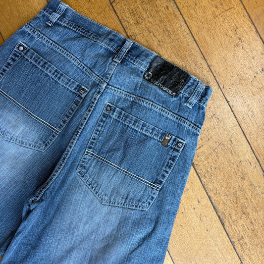 Vintage Southpole Embroidered Hip Hop Blue Baggy Shorts Jorts - 34