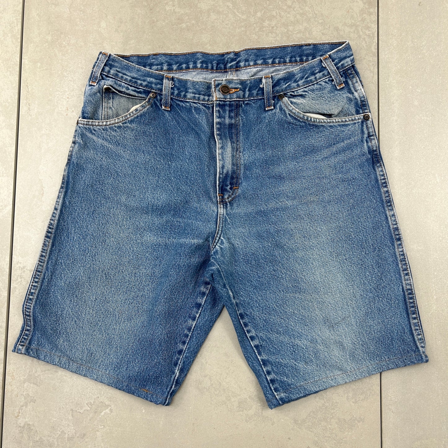 Vintage Dickies Workwear Carpenter Blue Baggy Shorts - 36
