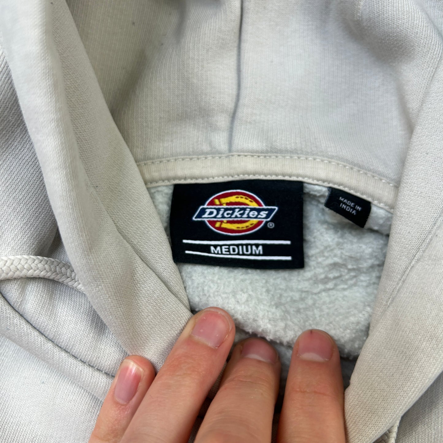 Vintage Dickies Cream Embroidered Hoodie Sweatshirt - M