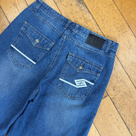 Vintage Enyce Embroidered Blue Hip Hop Baggy Shorts Jorts - 36