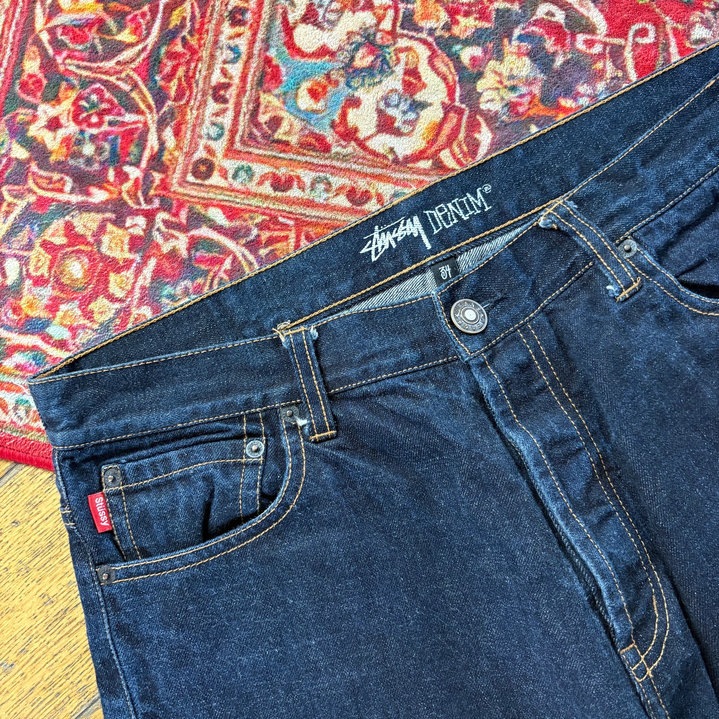 Vintage Stussy Dark Blue Indigo Slim Fit Jeans - 34R