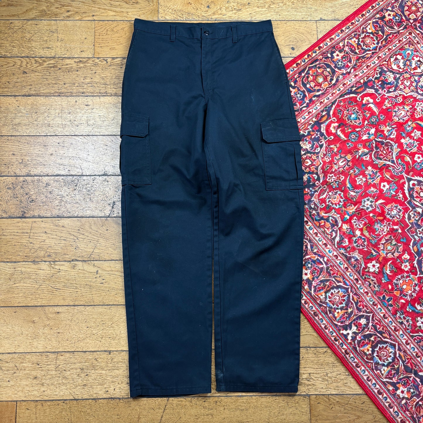 Vintage Dickies 874 Black Cargo Baggy Skate Trousers - 34