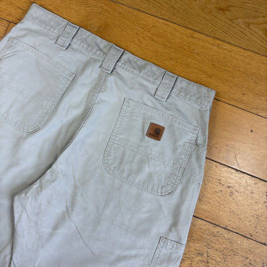 Vintage Carhartt Cream Workwear Baggy Carpenter Shorts - 36
