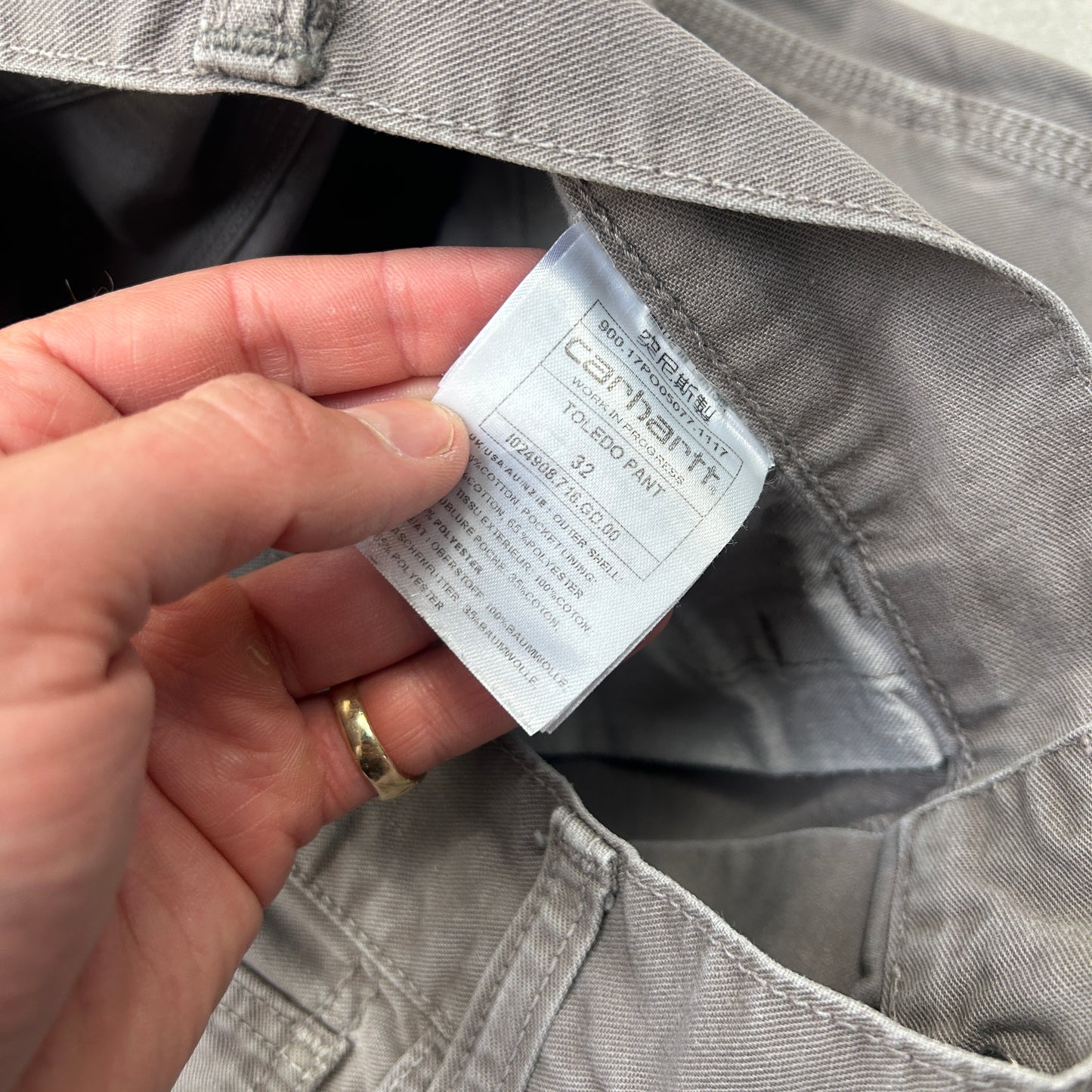 Vintage Carhartt Grey Workwear Carpenter Baggy Trousers - 34