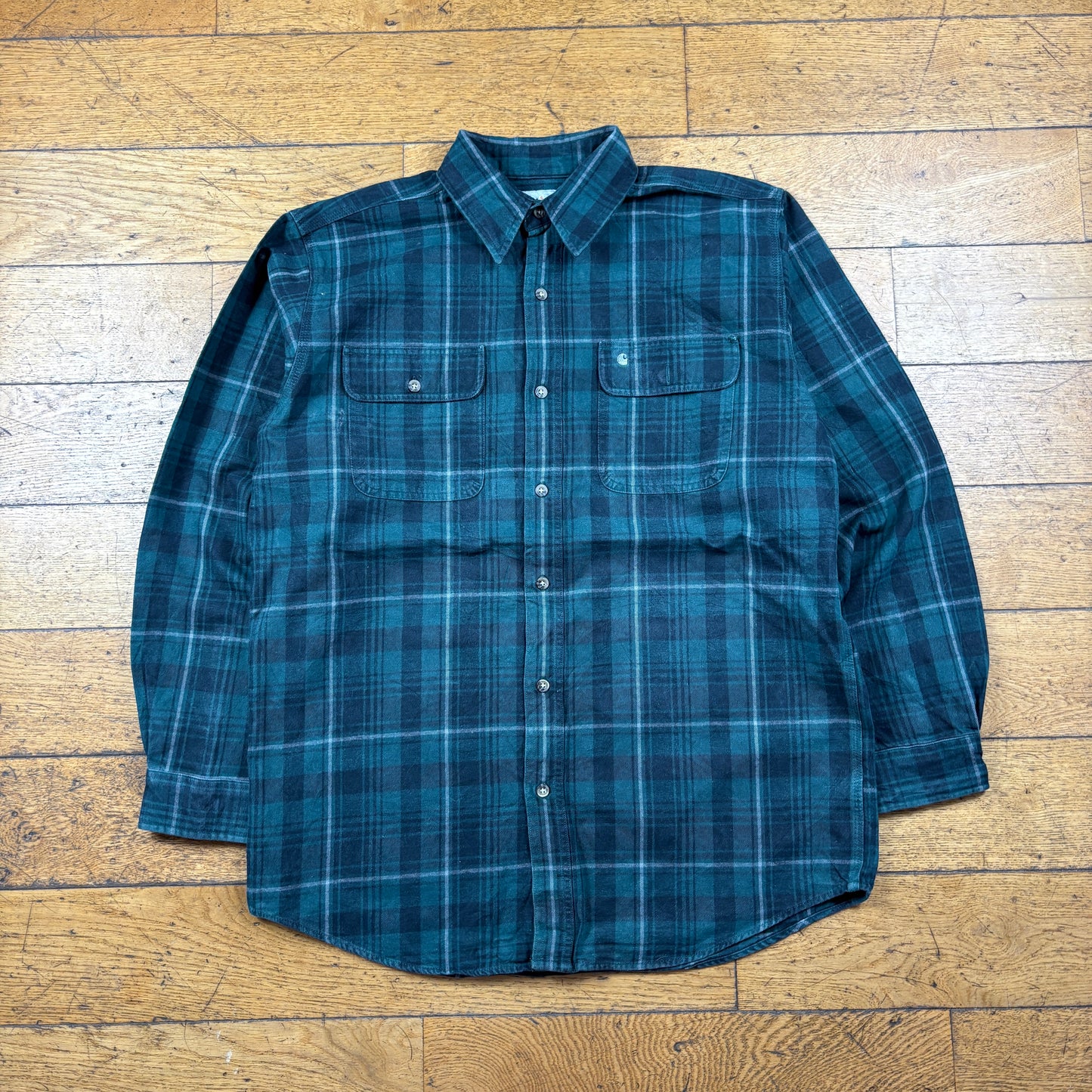 Vintage Carhartt Green Check Workwear Shirt - L