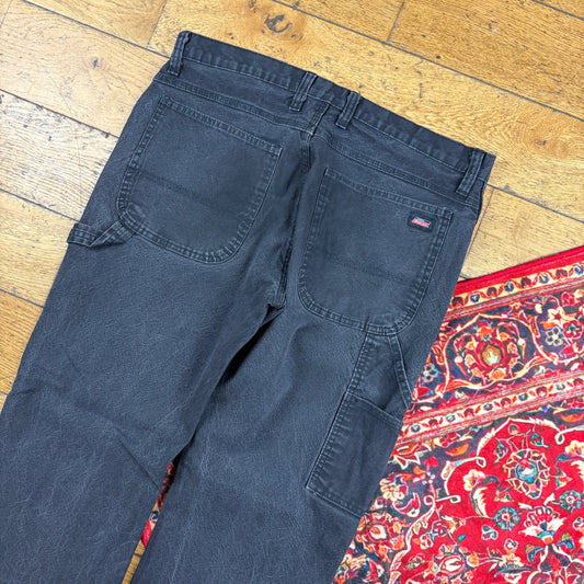 Vintage Dickies Workwear Carpenter Baggy Black Trousers - 34