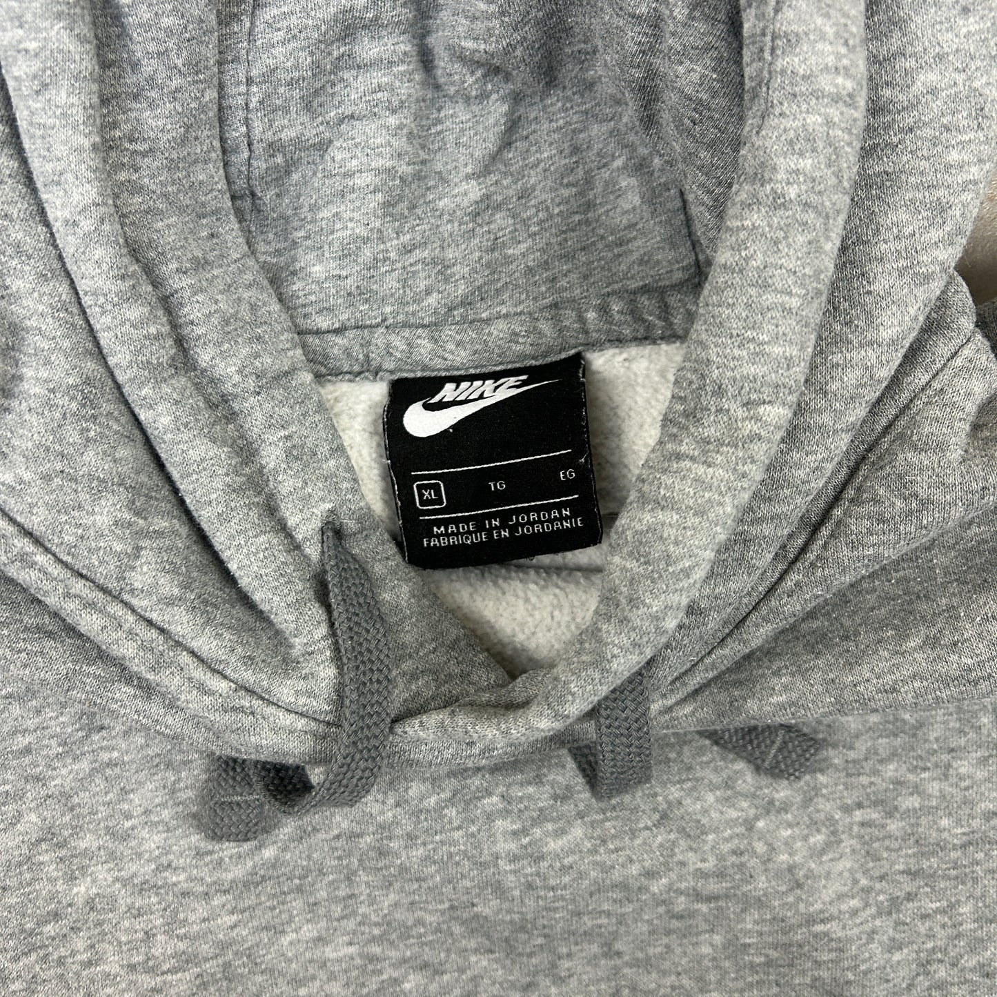 Vintage 00s Nike Swoosh Embroidered Grey Cropped Hoodie Sweatshirt - XL
