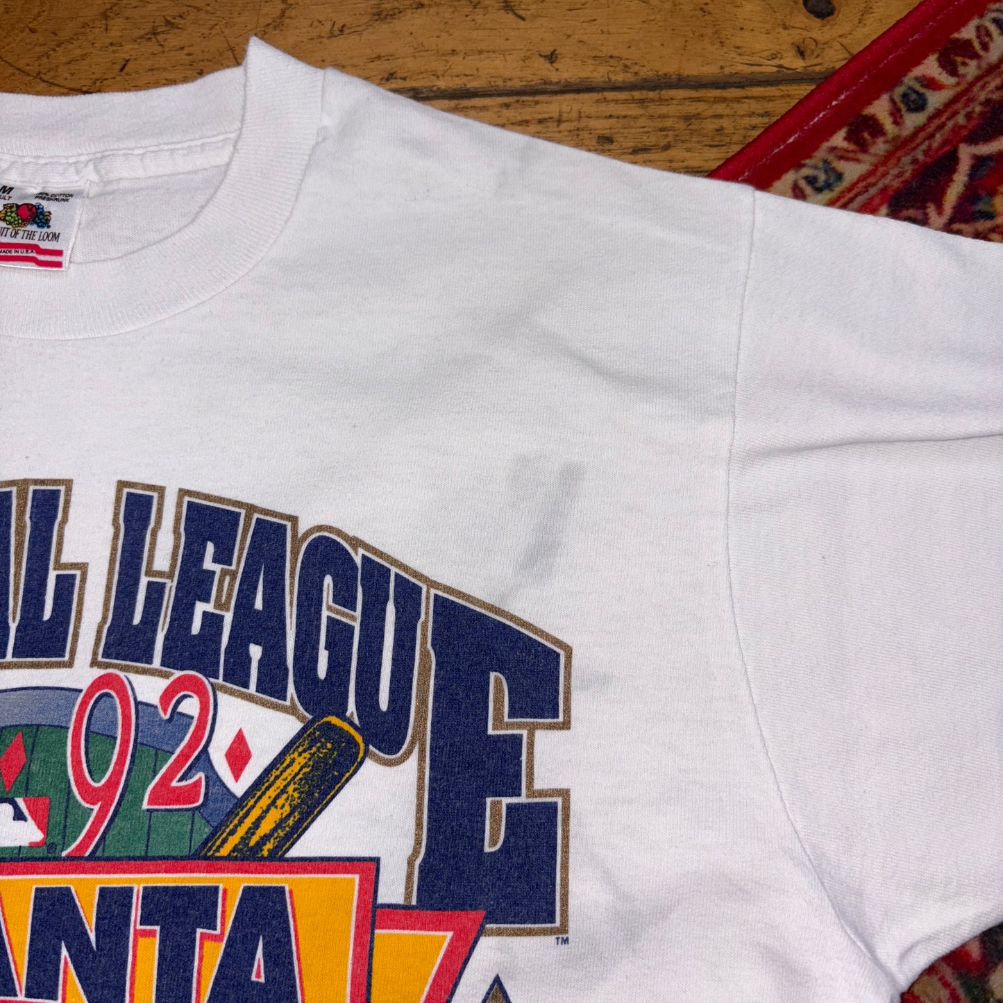 Vintage 1992 MLB Atlanta Braves White Champion Single Stitch Graphic T-Shirt - S