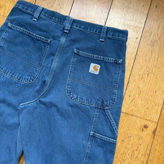 Vintage Carhartt Workwear Carpenter Baggy Blue Jeans - 30