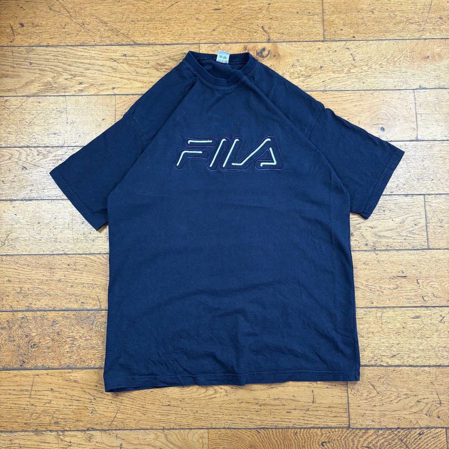 Vintage Fila Embroidered Navy T-Shirt - M