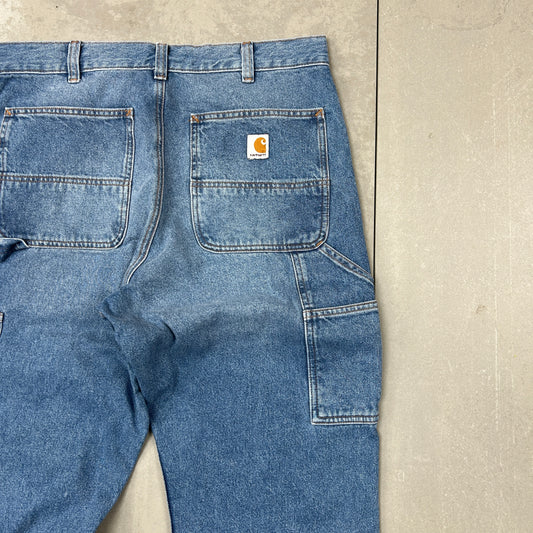 New Carhartt Double Knee Carpenter Baggy Blue Jeans - 34
