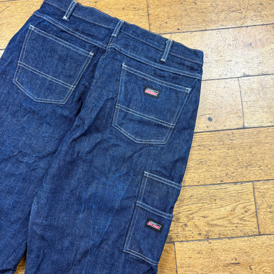 Vintage Dickies Workwear Carpenter Baggy Blue Shorts - 32