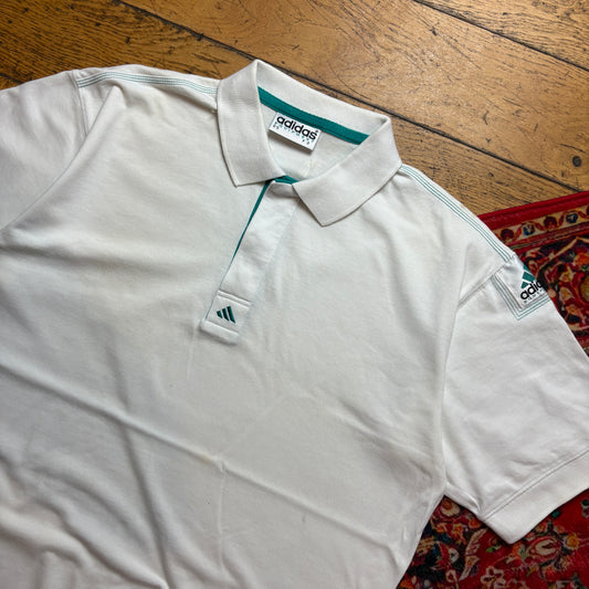 Vintage Adidas Equipment White Polo Shirt - M