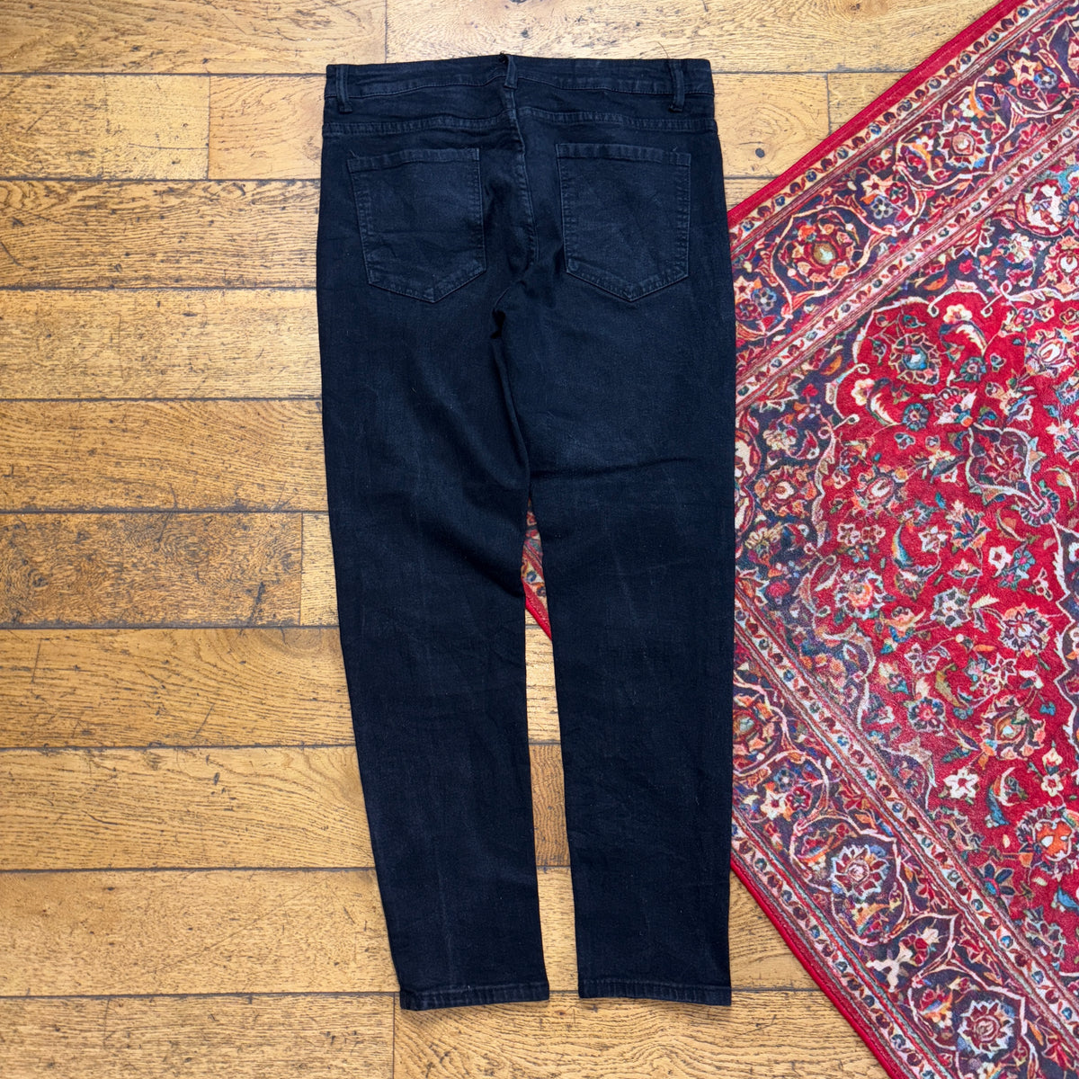 Vintage Black Punk Grunge Slim Painted Jeans - 34S