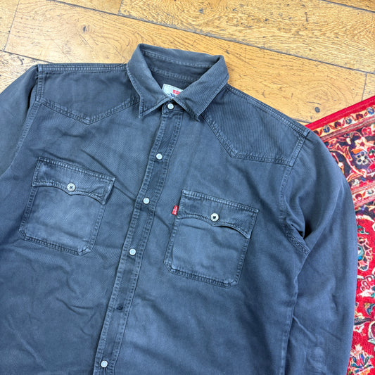 Vintage Levis Black Grey Western Denim Shirt - XL