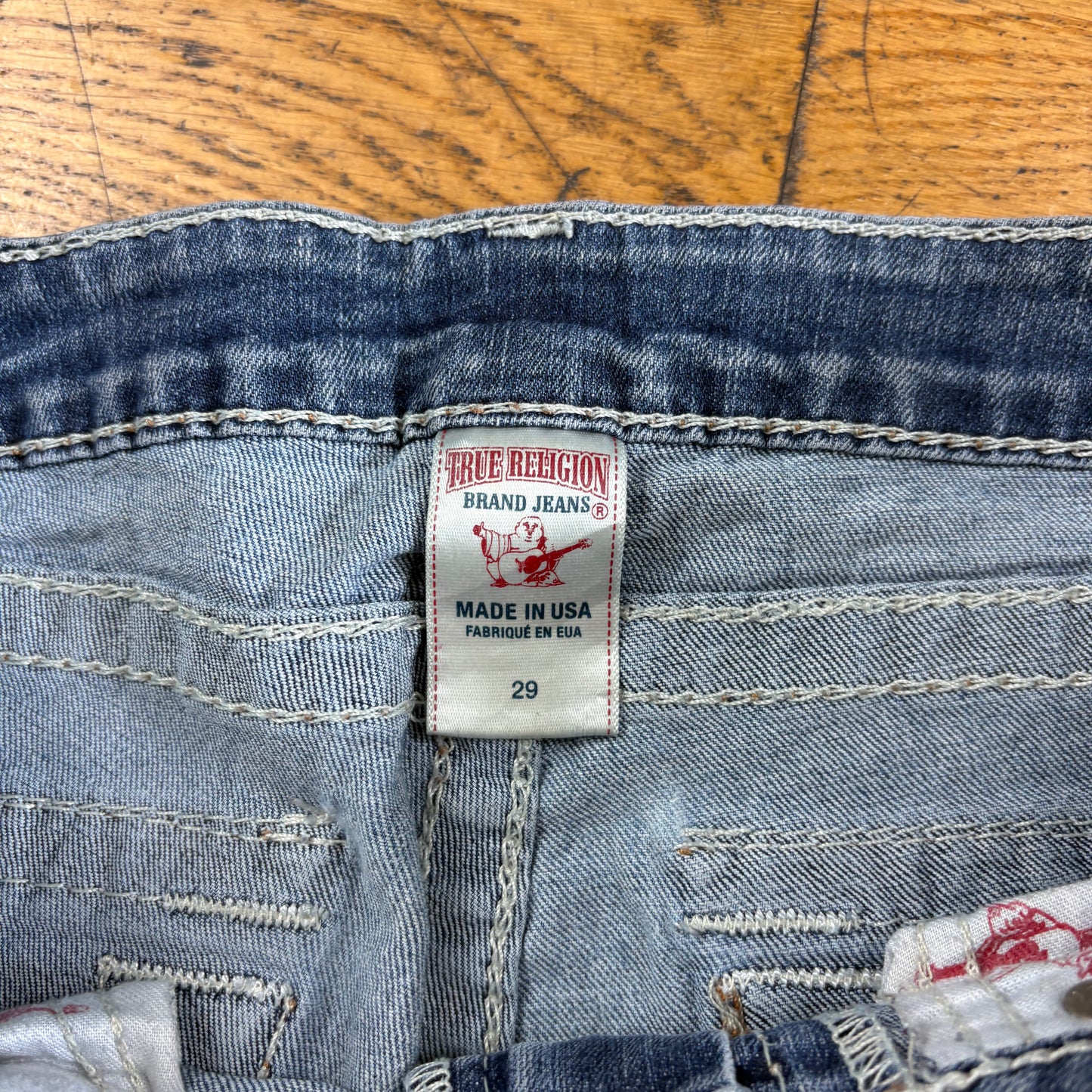 Vintage True Religion Blue Embroidered Y2K Shorts Jorts - 32