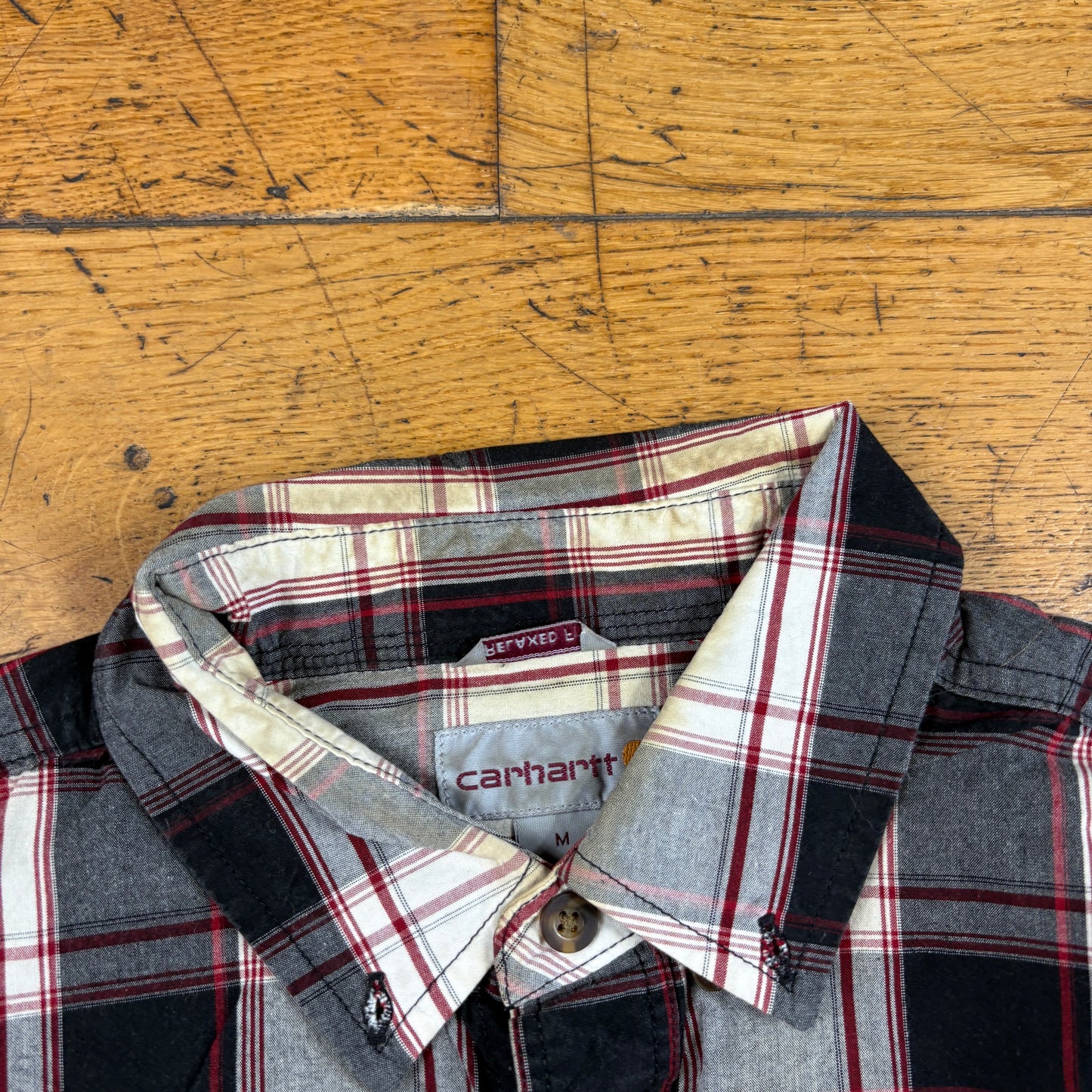 Vintage Carhartt Red Check Short Sleeve Workwear Shirt - M