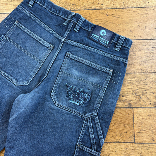 Vintage Southpole Embroidered Blue Hip Hop Baggy Shorts Jorts - 34