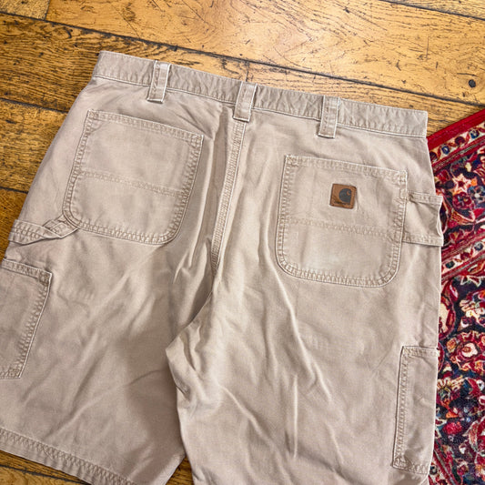 Vintage Carhartt Workwear Light Brown Baggy Carpenter Shorts - 38