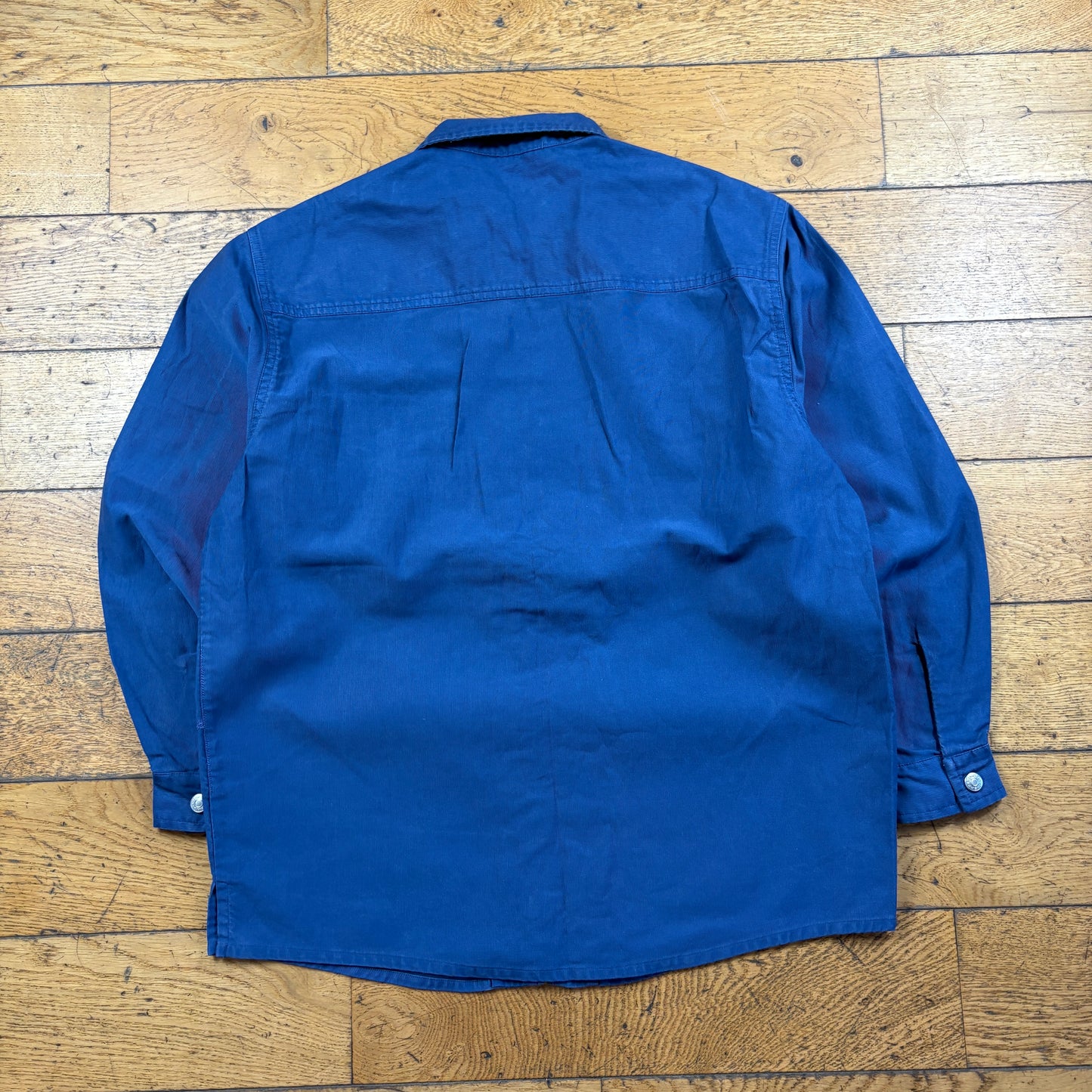 Vintage French Chore Workwear Jacket Blue Overcoat - M