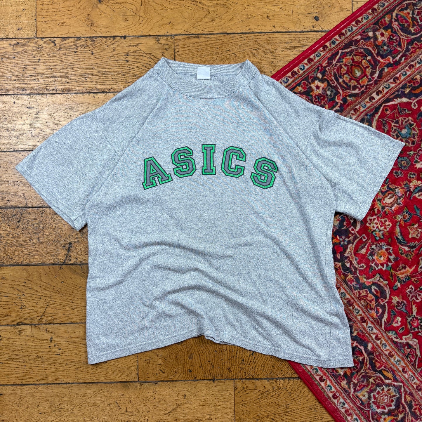 Vintage ASICs Grey Boxy Graphic T-Shirt - M