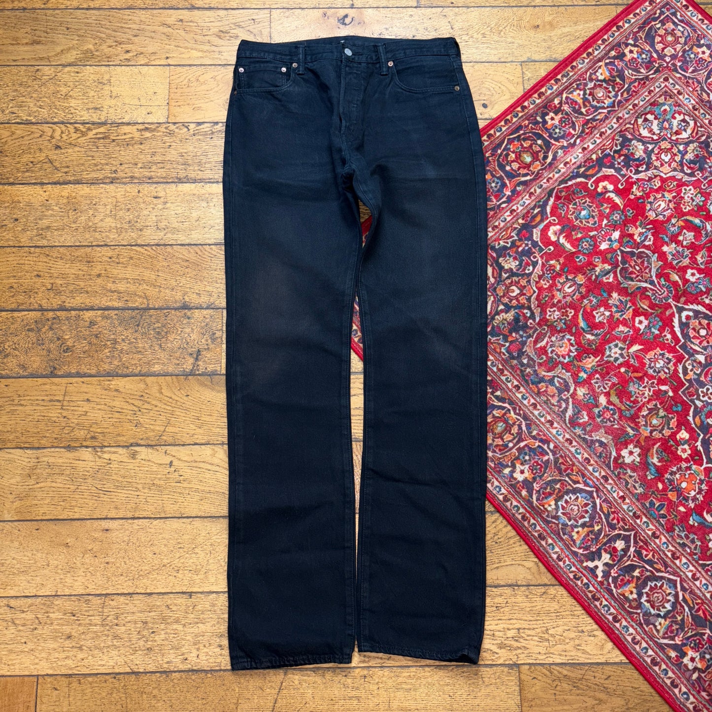 Vintage Levis 501 Straight Black Denim Jeans - 33L