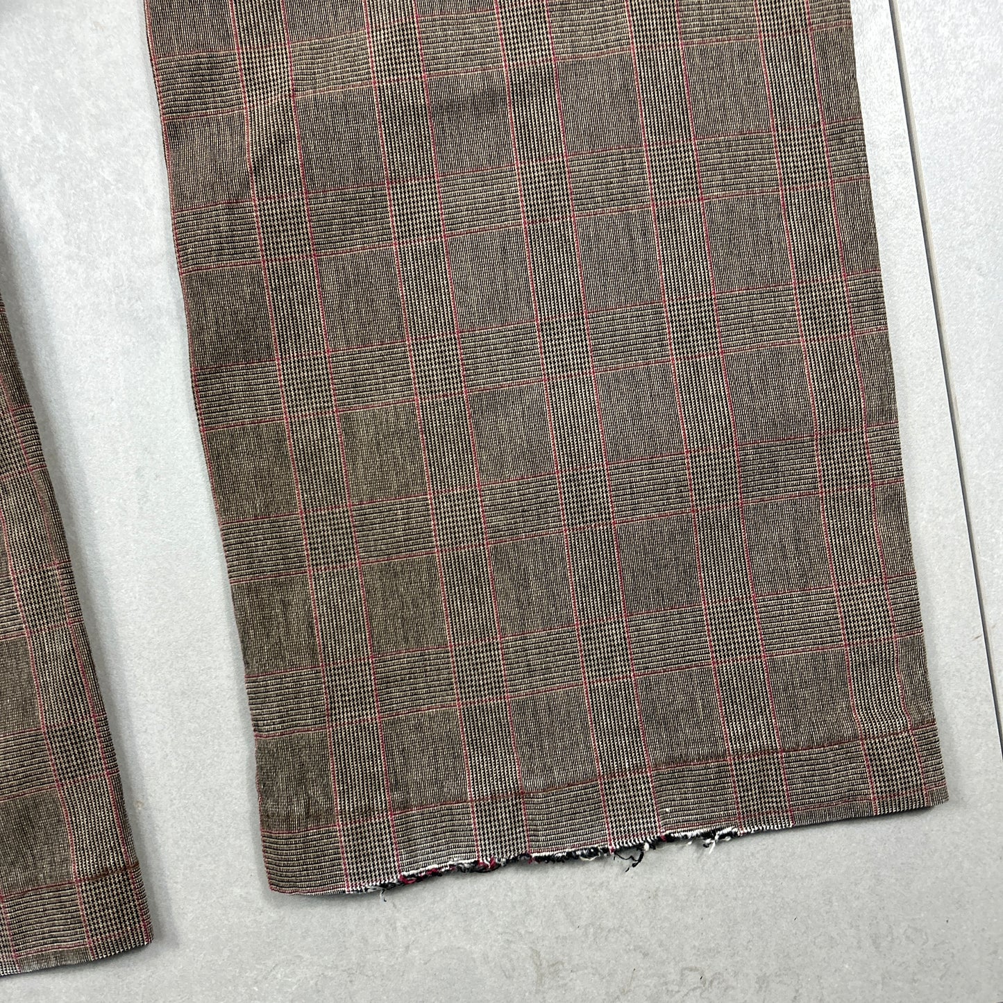 Vintage Italian Brown Check Baggy Cargo Double Knee Trousers - 36