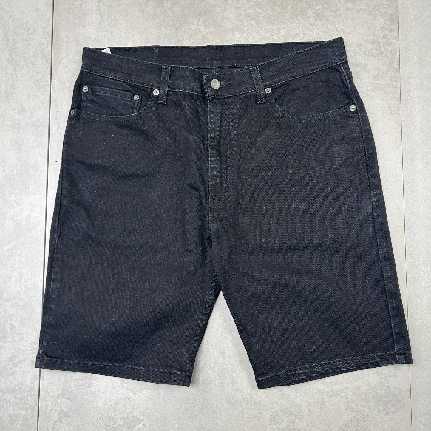 Vintage Levis 505 Black Baggy Denim Shorts - 36