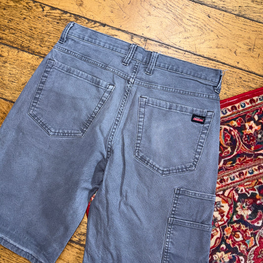 Vintage Dickies Workwear Carpenter Grey Baggy Shorts - 30