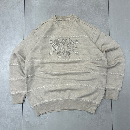 Vintage Paul and Shark Embroidered Brown Cable Chunky Knit Jumper - L
