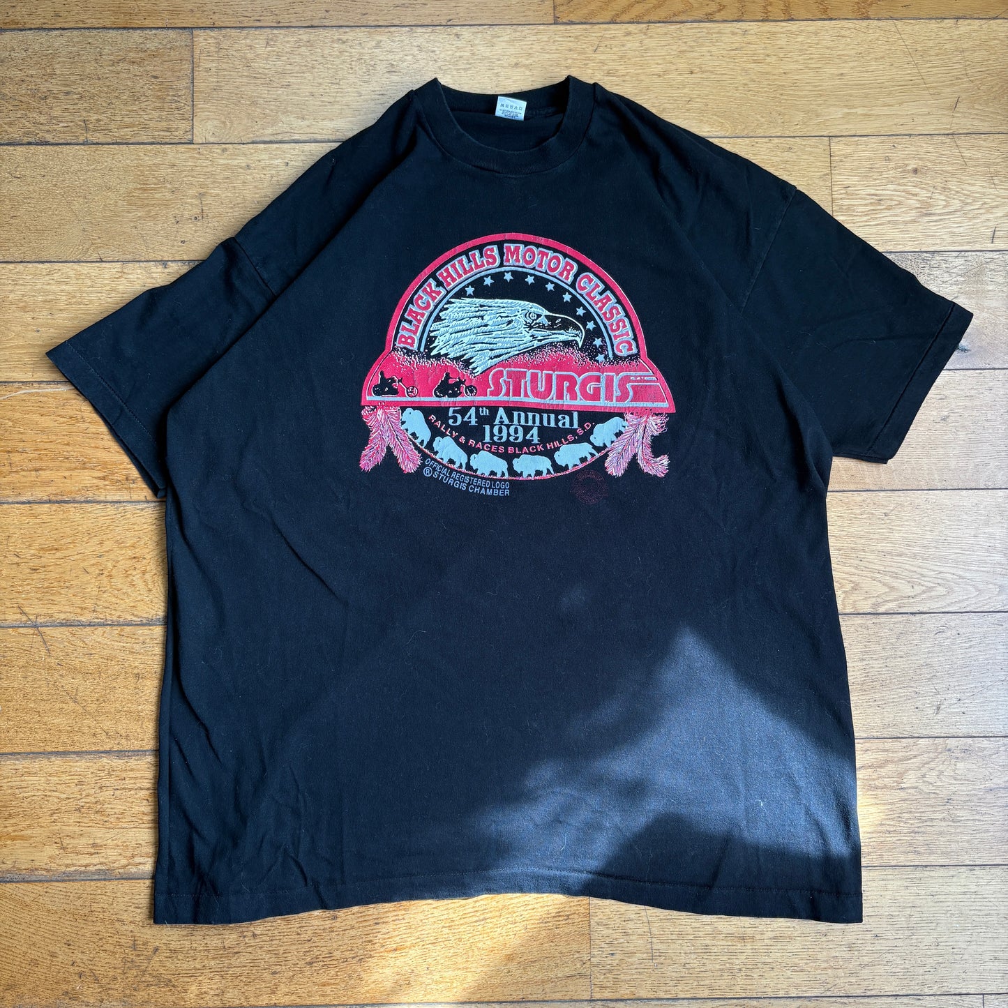 Vintage 1994 Motorbike Single Stitch Black Graphic T-Shirt - 3XL