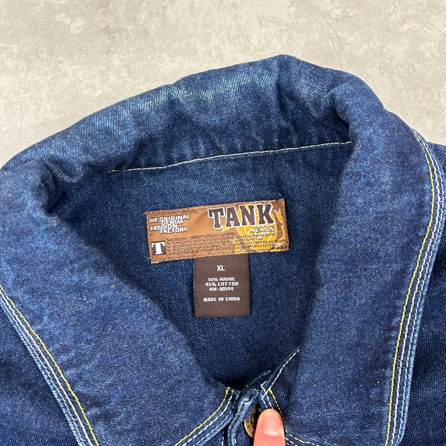 Vintage Tank Jeans Hip Hop Contrast Stitch Baggy Denim Jacket - XL