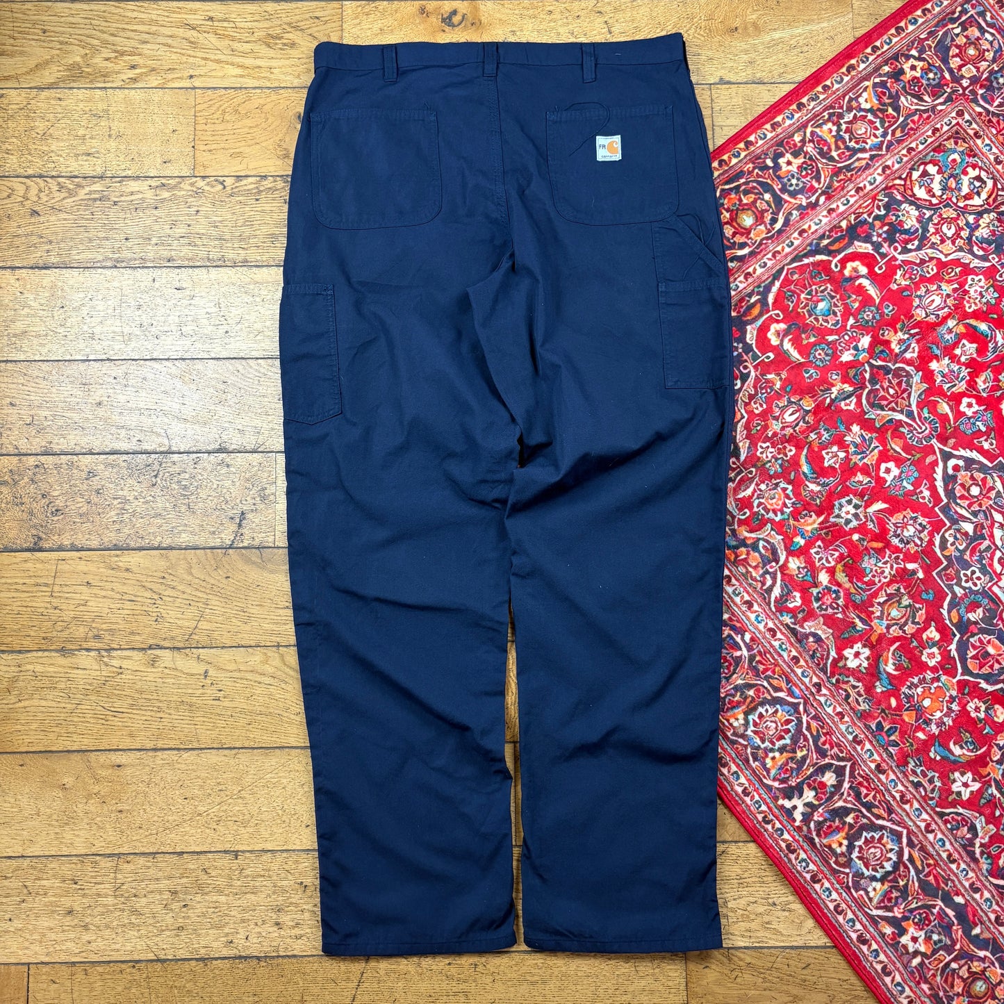 Vintage Carhartt Navy Workwear Carpenter Baggy Trousers - 38