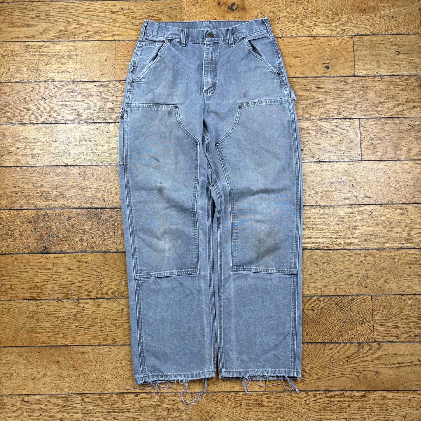 Vintage Carhartt Grey Double Knee Workwear Carpenter Baggy Trousers - 30