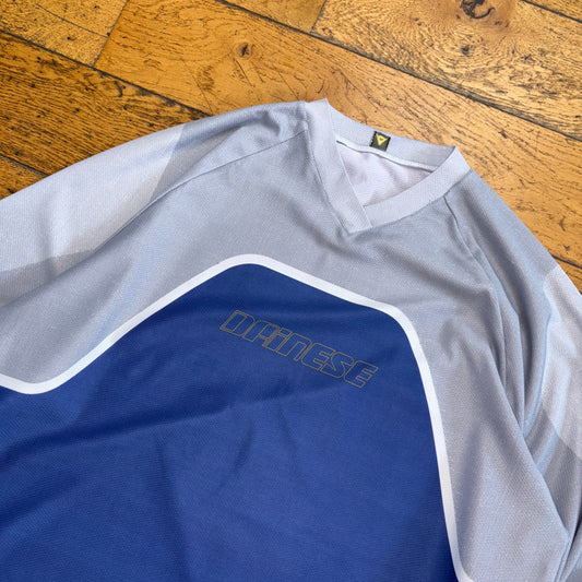 Vintage Dainese Long Sleeve Grey Blue Racing Motorbike Cycling T-Shirt - L