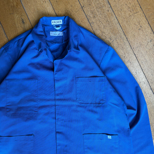 Vintage French Chore Workwear Jacket Blue Overcoat - XXL