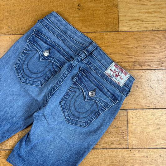 Vintage True Religion Blue Embroidered Y2K Shorts Jorts - 28
