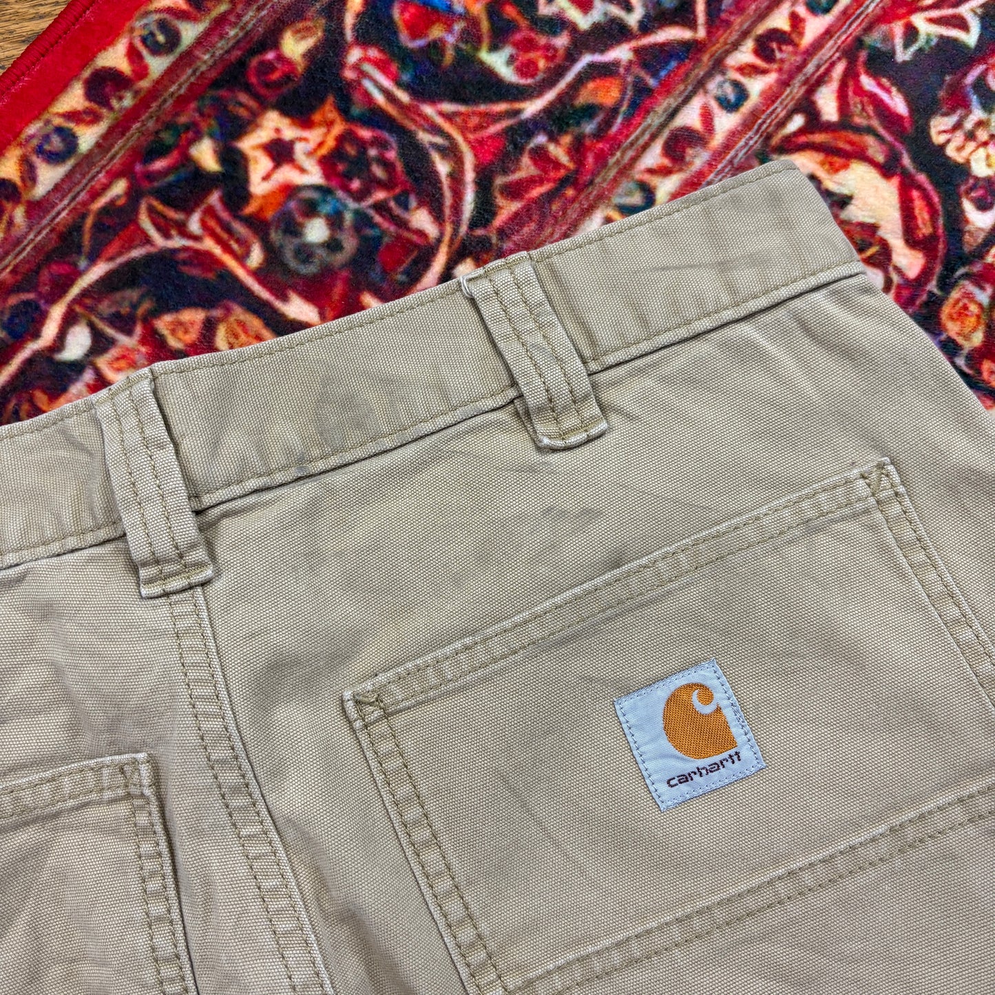 Vintage Carhartt Cream Workwear Carpenter Baggy Trousers - 32
