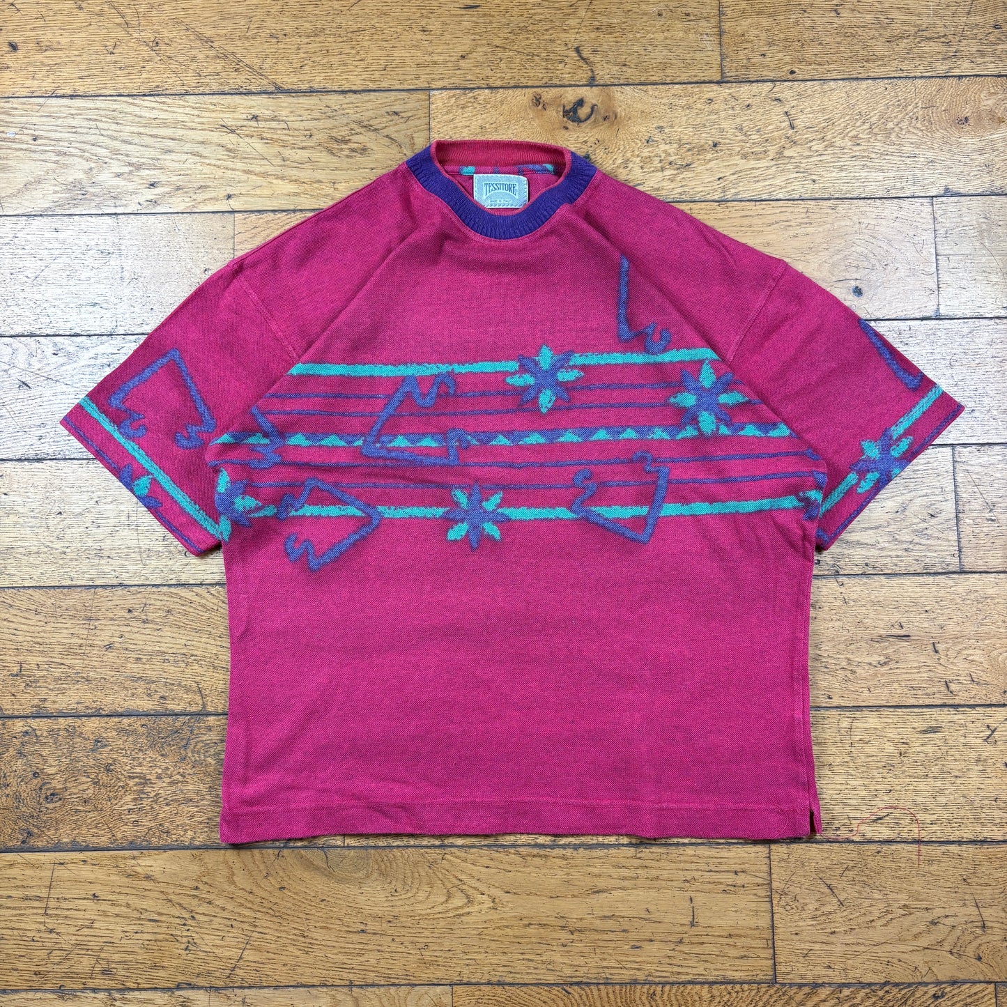 Vintage 90s Pattern Pink Graphic T-Shirt - XL