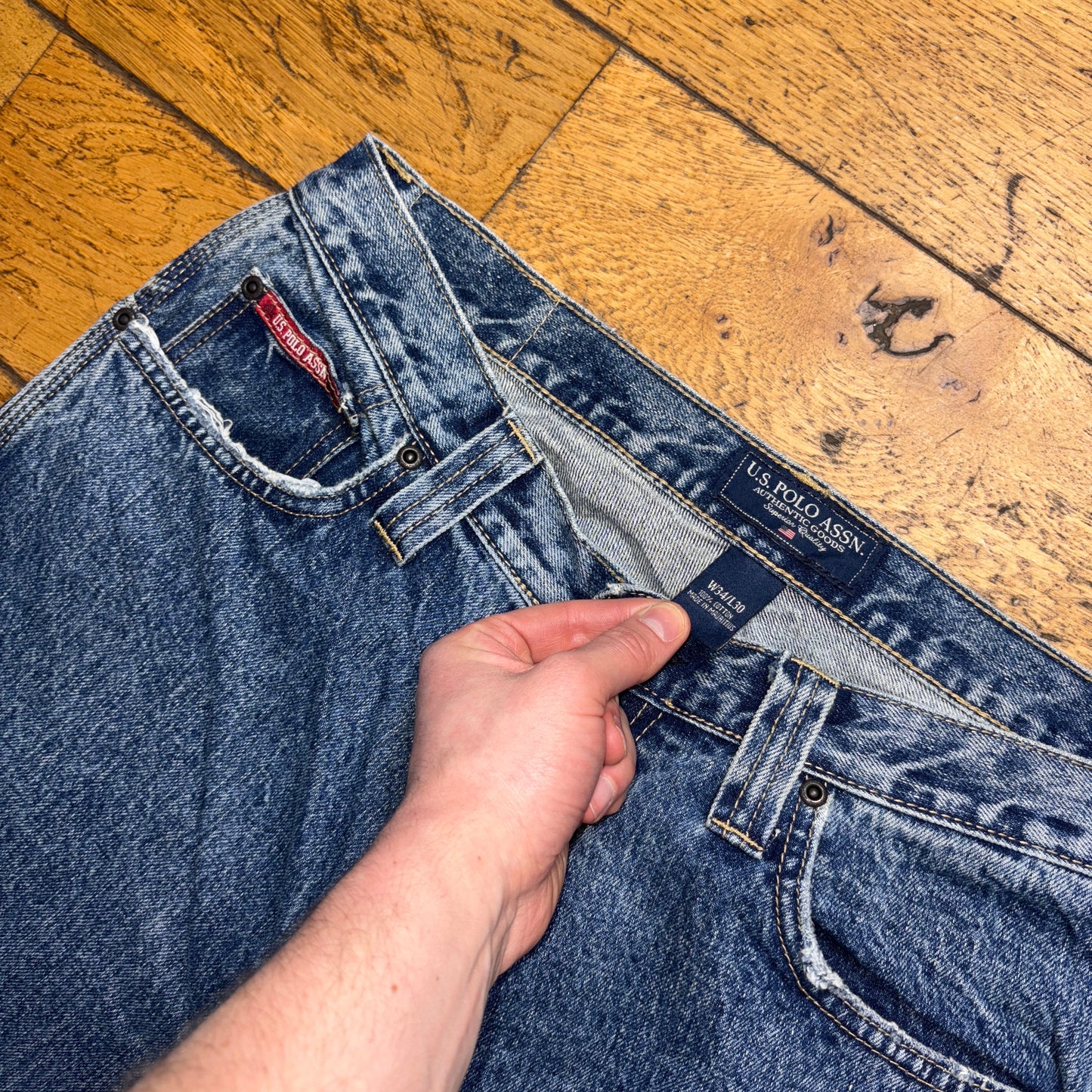 Vintage US Polo ASSN Blue Embroidered Y2K Hip Hop Baggy Jeans - 34S