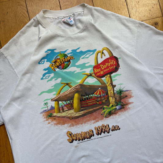 Vintage 1994 McDonalds Flintstones Single Stitch White Graphic T-Shirt - XL