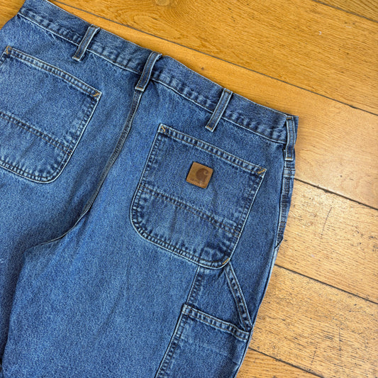 Vintage Carhartt Blue Workwear Baggy Carpenter Jorts Shorts - 36